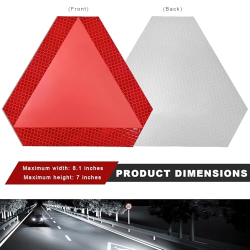 4 PCS Slow Moving Vehicle Sign, 7 x 8.1 Inch Diamond Grade Reflective Decals Car Triangle Safety Signs, Waterproof Vinyl Slow Moving Stickers for Golf Cart Tractor UTV - color: 4 Pcs