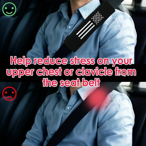 KAELTHAS 2 PCS Car Seat Belt Cover Pad Cushions Comfortable Driving Interior Accessories for Car SUV Truck Tractor Golf Cart UTV (Napa Leather with USA Flag) - style: Napa Leather with USA Flag