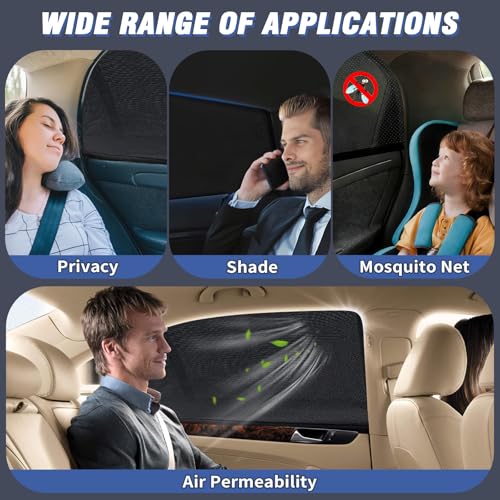 2 Pack Car Window Shades,Super Stretchy Mesh Screen Sun Car Window Shade Mosquito,Stretchable UV Protection Window Screen for Babies, Families and Pets - size: Medium