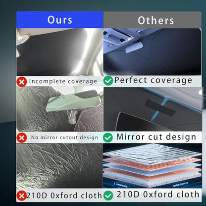 Windshield Sun Shade/car Windshield Sun Shade/car Sun Shade，Thickened, Solid, Strong Support Without Sagging，Suitable for Vehicle Models Such as sedans and SUV，Foldable, Storage Bag (Large)