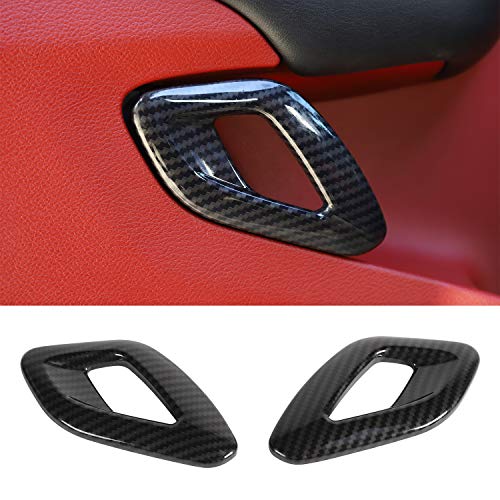 Voodonala for Challenger Inner Door Handle Cover Trim Accessories for Dodge Challenger 2015-2023 (Carbon Fiber Black Style,ABS,2Pcs/Set) - color: Carbon fiber grain