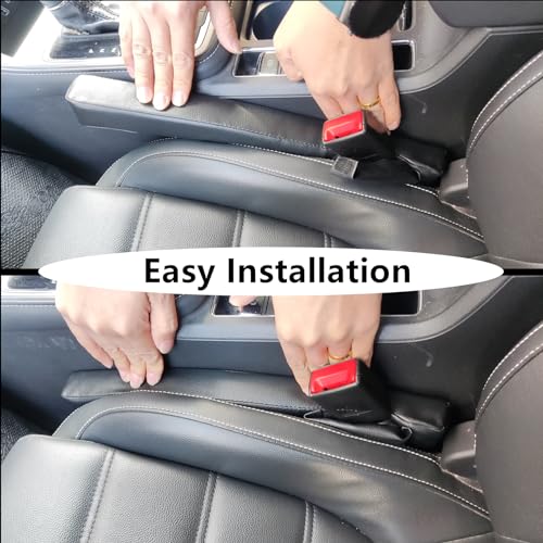 No Drop Seat Guard, Car Seat Gap Filler Universal Gap Stopper/Catcher to Fill The Gap Between Seat and Console Black Plug Crevice Blocker Pad Plug Stopper with Seat Belt Buckle Hoop YMT-A03b