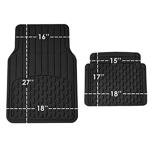 FH Group 4 Piece Liners Trimmable Climaproof™ Vinyl Car Floor Mats- Full Set with Premium Trimmable Vinyl Cargo Liner- Universal Fit for Cars Trucks and SUVs (Black) - color: Black