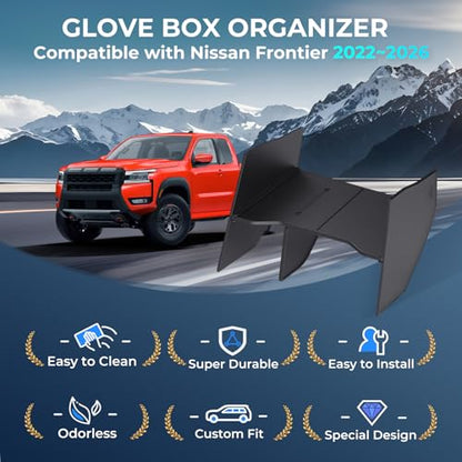Glove Box Organizer Compatible with Nissan Frontier 2026 2025 2024 2023 2022, Interior Accessories Glove Box Compartment Insert Storage Dividers for 2022-2026 Frontier, Black - style: 13) Fits for Nissan Frontier 2022-2026