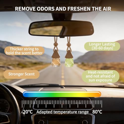 Car Air Freshener Diffuser 2 Pack Hanging Air Freshener Diffuser - Citrus&Jasmine Cedar Breeze Scent Car Fresheners 120 days Long Lasting Vent Clip 0.27 oz Each Air Fresheners Gifts for Women Birthday