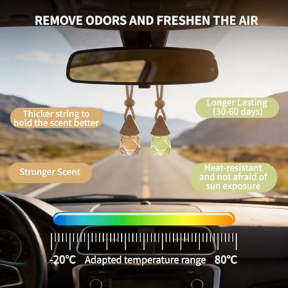 Car Air Freshener Diffuser 2 Pack Hanging Air Freshener Diffuser - Citrus&Jasmine Cedar Breeze Scent Car Fresheners 120 days Long Lasting Vent Clip 0.27 oz Each Air Fresheners Gifts for Women Birthday