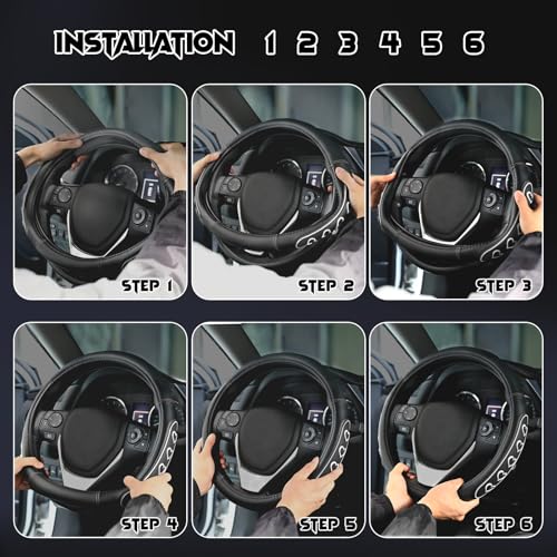 Ventilated Heart-Shaped Steering Wheel Cover with Anti-Slip Leather Grip. Compatible with Ford, Toyota, Honda, Nissan, and Chevrolet Vehicles for 14.5-15.2 inch Round Steering Wheels. - color: Love White