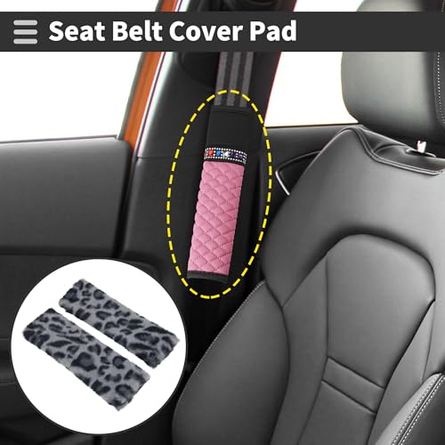 Gray Seat Belt Cover Pad Plush 23.5cm Seatbelt Strap Cushion Shoulder Padding 1 Pair - color: Gray