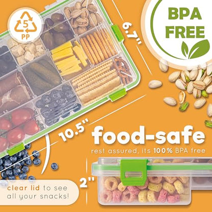 Create-ables Snackle Box Container Reel Bites BPA-Free Snack Container for Travel, 13-Compartment Snackle Box with Adjustable Dividers, Dishwasher Safe – 10.5 inch - size: 10.5 inch