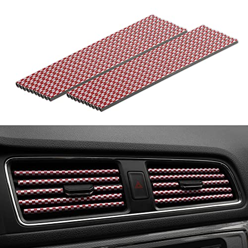 LivTee 20 Pieces Car Air Conditioner Decoration Strip for Vent Outlet, Universal Waterproof Bendable Air Vent Outlet Trim Decoration, Car Interior Accessories (Carbon Red) - color: Carbon Red