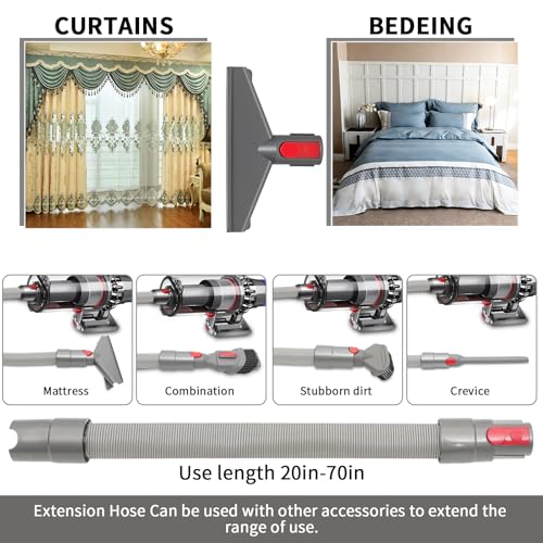 6 Replacement Attachment Kit for Dyson V15/V15s/V9/V8/V11/V12/V10/V7/Gen5 Cordless Vacuums Cleaner | Quick Release Spare Part for Home and Car Cleaning | Accessory Tool Set with Extension Hose