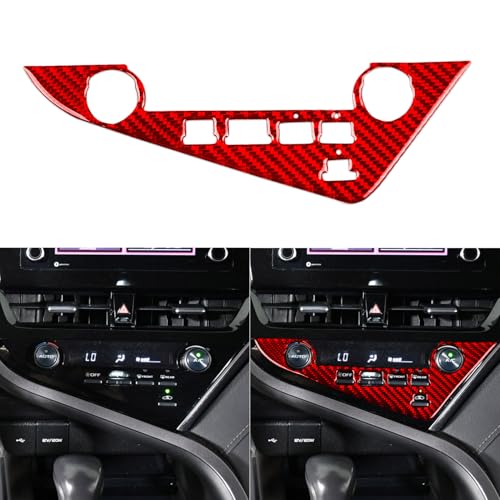 Super Glossy Red Durable Real Carbon Fiber Compatible with Toyota Camry 2018-2023 Accessories Car Center Console Climate Control Panel Cover Interior Trim Sticker Decal 1PC -B - color: Climate Control Panel -B