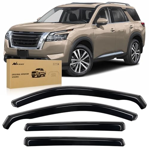 Nilight in Channel Rain Guards for Nissan Pathfinder 2022 2023 2024 2025 2026, Inside Window Visors, Low Profile Wind Deflectors for Rain & Fresh Air Ventilation, Smoke Tinted, 4PCS - size: Nissan Pathfinder 2022-2026