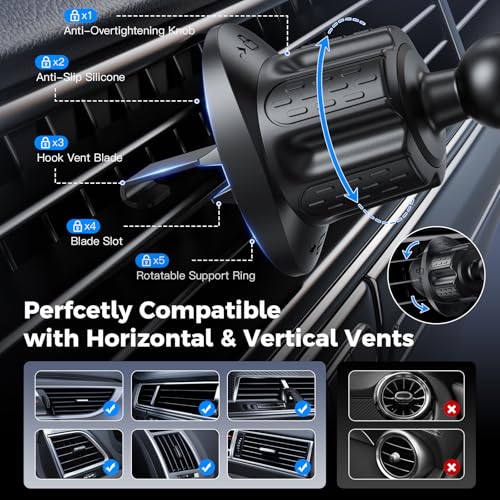 Garmin GPS Car Mount – Upgraded Metal Hook Air Vent Holder, 17mm Ball Air Vent Mount Compatible with Garmin Nuvi, Drive, DriveSmart, Dezl & Other 17mm Ball GPS Devices - style: 1-Pack