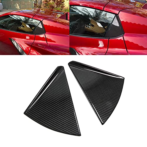 2pcs Car Rear Window Triangle Cover for Corvette C8 Convertible ONLY 2020 2021 2022 2023, Genuine Carbon Fiber Exterior Window Louvers B Pillar Trim(for Convertible Only) - color: for Convertible Only