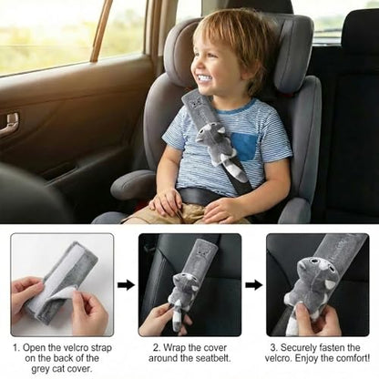 UNICOLD 2-Pack Ultra-Soft Short Plush Seatbelt Cover, Cute Animal Edition – Cloud-Like Shoulder Pad for a Comfy Ride for Adults & Kids (G-Kitten) - style: G-Kitten