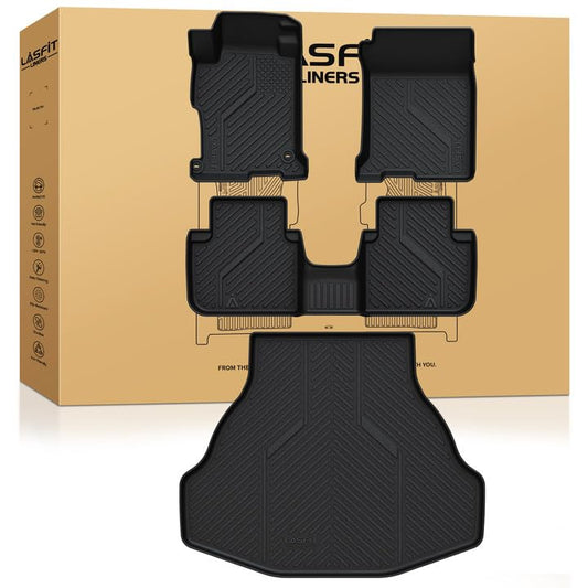 LASFIT Floor Mats & Trunk Mat for Honda Accord Sedan 2013 2014 2015 2016 2017 (Not for Coupe & Hybrid), All Weather TPE Custom Fit Anti-Slip Odorless Car Floor Liner, 1st & 2nd Row & Cargo Mat, Black - style: 6）For Honda Accord | 2013-2017 | Full Set