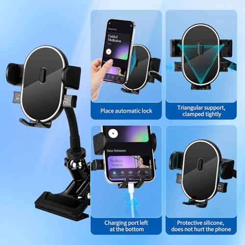ROCKFREE Clip Phone Holder with 360° Gooseneck Arm & Auto-Locking Clamp,Short/Medium/Long Arm Options for Desk, Mic Stand, Table,Treadmill – Fits 4-7" Smartphones(Short-3.9 inch Arm) - size: Short-3.9 inch Arm