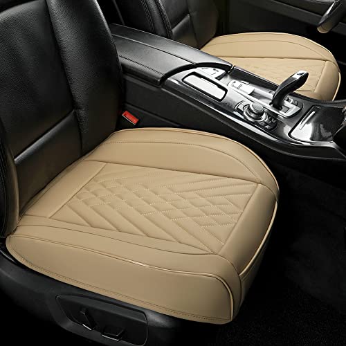 GIANT PANDA 1pack Front Car Seat Cover Bottom Seat Cover, PU Leather Driver Car Seat Protector Fits 95% of Vehicles, Wrapping Around The Bottom (Beige) - color: Front Seat Beige, size: 1 Piece Standard Size