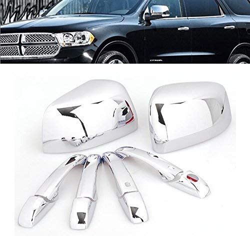 Chrome Durable ABS Door Handle Cover and Door Side Mirror Cover Trim Kit for 2011-2016 Jeep Grand Cherokee / 2011-2016 Dodge Durango