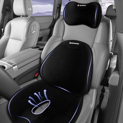 Car Seat Cushion and Lumbar Support Headrest Pillow Mesh Cover Memory Foam Ergonomic Car Cushion Back Neck Support Pillow Sciatica & Back & Tailbone Pain Relief Pillow Black - color: Mesh Cover Seat Cushion ＆ Lumbar Pillow ＆neck Pillow-black