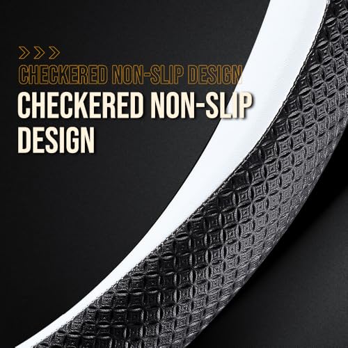 LKWLIKEI Nappa Leather Ultra-Thin Steering Wheel Cover, for Tesla Model 3/Y Steering Wheel Cover, Non-Slip Design and Interior Modification of car Accessories （White） - color: white