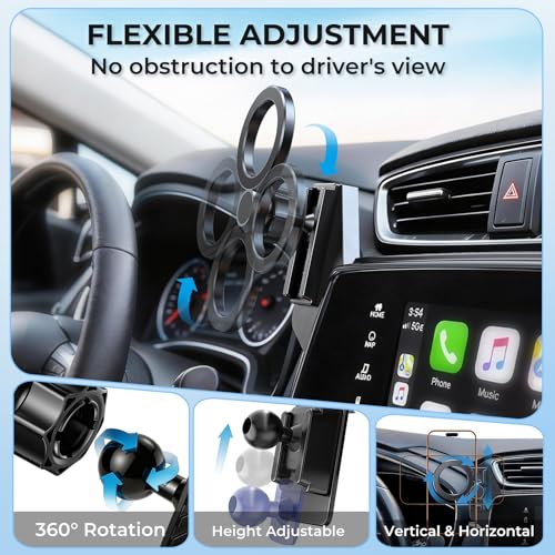 Car Phone Holder for Chevrolet Malibu 2016-2025 & Equinox 2018-2024 (Only for 8-Inch Screen) 360° Rotation Magnetic Cell Phone Mount, Compatible with Magsafe, Does Not Affect Air Vent - style: Fit for 16-25 Malibu & 18-24 Equinox, 8-Inch