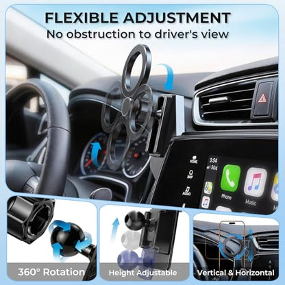 Car Phone Holder for Cadillac CT5 2024 2023 2022 2021 2020 (Only for 10-Inch Screen) 360° Rotation Magnetic Cell Phone Mount, Compatible with Magsafe, Does Not Affect Air Vent - style: Fit for 2020-2024 CT5, 10-Inch