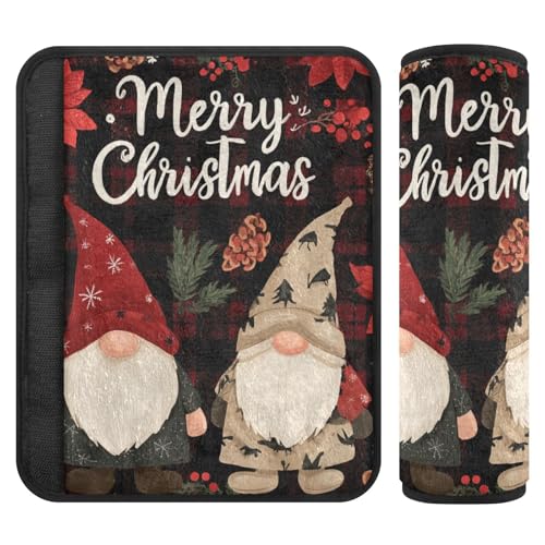 Checkered Christmas Floral Gnomes Seat Belt Cover Pad 2 Pcs Soft Cute Seatbelt Covers Protector Support Head Neck Shoulder Strap for Car Seats High Chair Backpack for Adults Kids Women Men 10x7 - color: Checkered Christmas Floral Gnomes, size: Medium