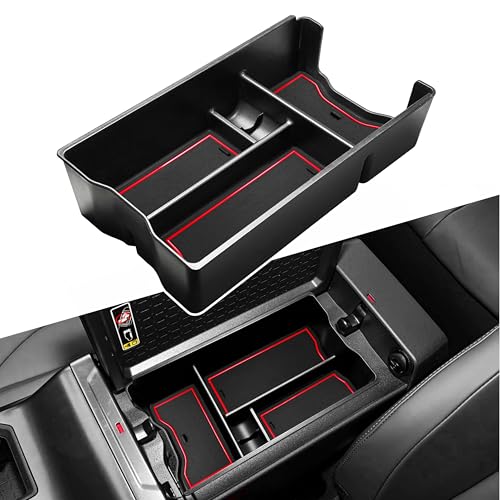 for Toyota RAV4 2026 Center Console Tray Organizer ABS Plastic Armrest Secondary Storage Box Middle Arm Rest Insert Tray Container Interior Accessories (Red) - color: Red