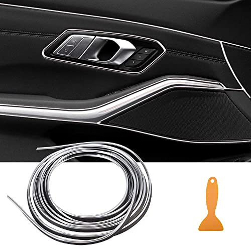 TOMALL Car Interior Moulding Strip Car Decorative Filler Insert Strips 5M(16ft) Flexible Electroplating Decoration Styling Dashboard Accessories with Installing Tool (Silver) - color: Car Trim Strip 5M-Silver