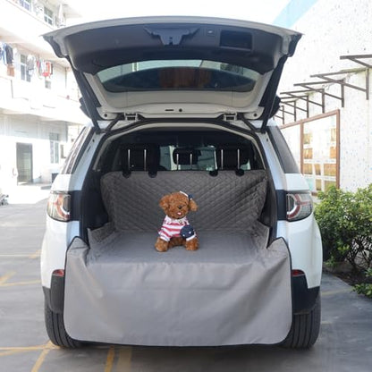 SUV Cargo Liner for Dog Heavy Duty Polyester Pet Trunk Cargo Cover Dog Car Seat Cover Mat Non-Slip Backing & Adjustbale Strong Buckle Universal Fit (Gray) - color: Gray