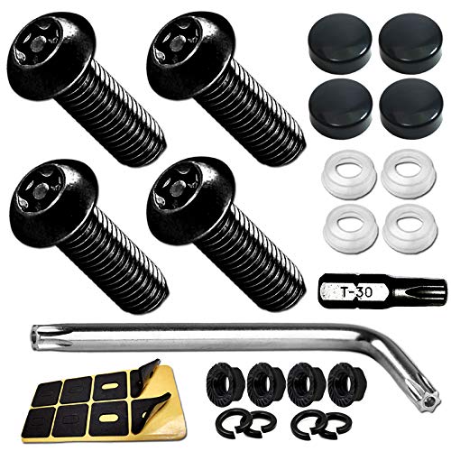Aootf Anti Theft License Plate Screws- Black Bolts for Locking Car Tag, Frame and Cover, Mounting Hardware Kit for Front/Rear, M6 Stainless Steel Screws, Caps, Fasteners Nuts, Rattle Proof Pads - color: Machine Screw-Black