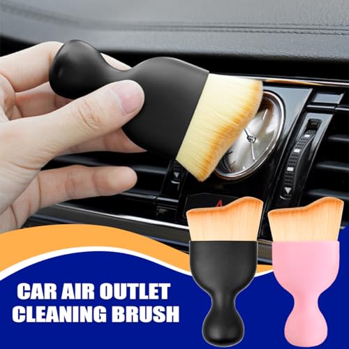 Osilly Car Detailing Brush, Auto Interior Soft Bristles Curved Cleaning Brush, Dust Collectors Dirt Removal Tool for Car Dashboard, Air Conditioner Vents, Leather, Computer, Scratch Free (Brown/White) - color: Brown/White