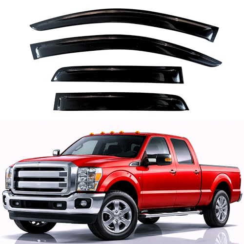 KPY Rain Guards Fit for 1999-2016 Ford F250 F350 F450 F550 Super Duty SuperCrew, Out-Channel Window Visors Vent Wind Deflector 4PC, Truck Accessories for 99-16 F250 F350 F450 F550 Super Duty SuperCrew - size: 1999-2016 F250/F350/F450/F550 SuperCrew