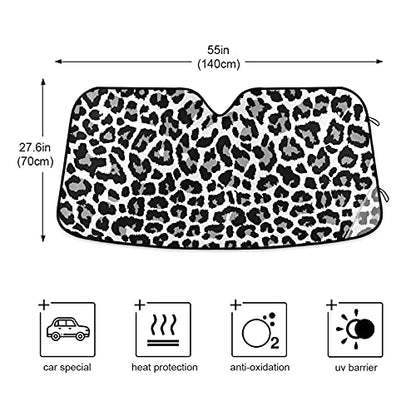 Car Windshield Sunshade Black and White Leopard Trucks Auto Blocks Sun Visor Keep Your Vehicle Cool UV and Heat Reflector