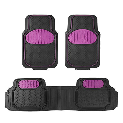 Automotive Floor Mats Pink Climaproof for All Weather Protection Universal Fit Heavy Duty Rubber fits Most Cars, SUVs, and Trucks (Full Set Trim to Fit) FH Group F11500PINK - color: pink