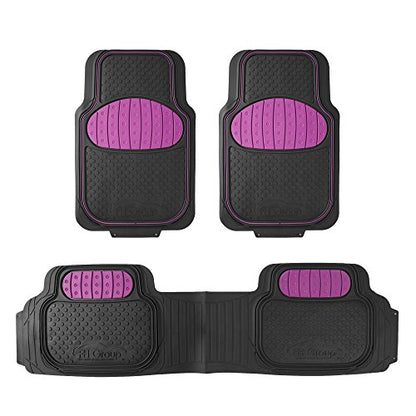 Automotive Floor Mats Pink Climaproof for All Weather Protection Universal Fit Heavy Duty Rubber fits Most Cars, SUVs, and Trucks (Full Set Trim to Fit) FH Group F11500PINK - color: pink