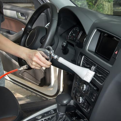 MYPIN Aluminium Car Cleaning Gun with Tapered Nozzle, 6-9.2Bar with 2 Set Nozzle, Pressure Air Blower Blow Gun Producing Powerful Blast of Air for Cleaning Cars, Velvet, Furniture and Carpets - color: White