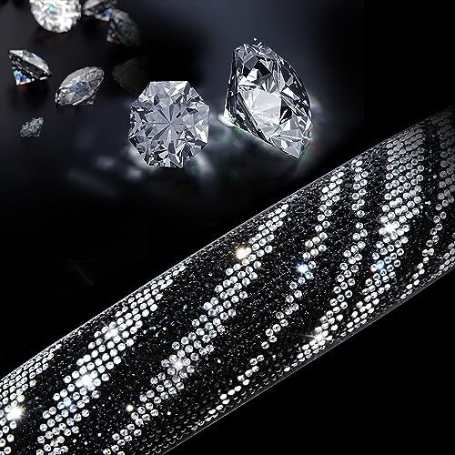 CAR PASS Bling Diamond Leather Steering Wheel Cover, with Bling Sparkly Crystal Glitter Rhinestone Universal Fit 14" 1/2-15" Car Wheel Protector Fit for Women Girl SUV,Vans,Sedans,Trucks, Zebra Print - color: Zebra Print Diamond