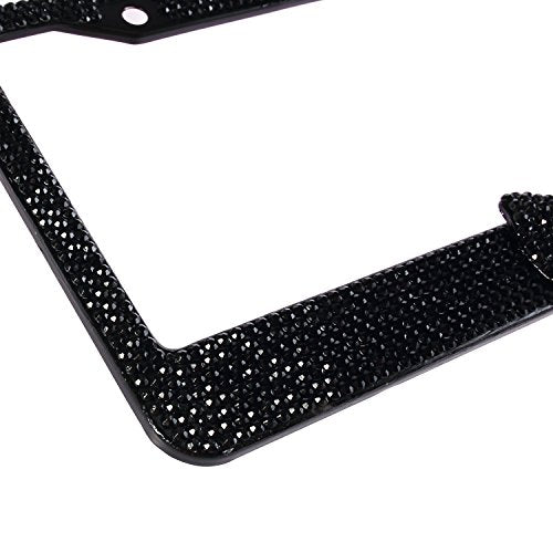 Fashion USA Universal Handmade Black Frame Black Bowtie Crystal License Plate Frames,Exclusive Bling License Plate Holder,Weather Proof Rhinestone License Cover for Women(1 Frame)