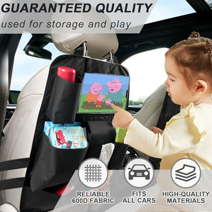 XDV Car Seat Organizers,Multi-functional Back Seat Protectors, Storage Pouches, Child kicking prevention and Tray Holders Kick Mats Back (for Cars, Kids,and Rear Seats) (Black, 2 Pack) - size: 2 Pack