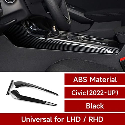 Car Side Gear Shift Cover Strip Decals for 2022 2023 2024 2025 Honda Civic 11th Gen Accessories ABS Carbon Fiber Interior Stickers - color: Gear Shift Side Cover