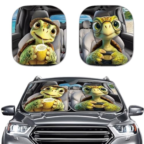 AFPANQZ 3D Sea Turtle Design Car Windshield Sun Shades Sunshades Rectangle UV Protection Foldable Sun Blocks Universal Fit for Auto Car Vans 28.5"x25.5" - color: 3D Sea Turtle Design