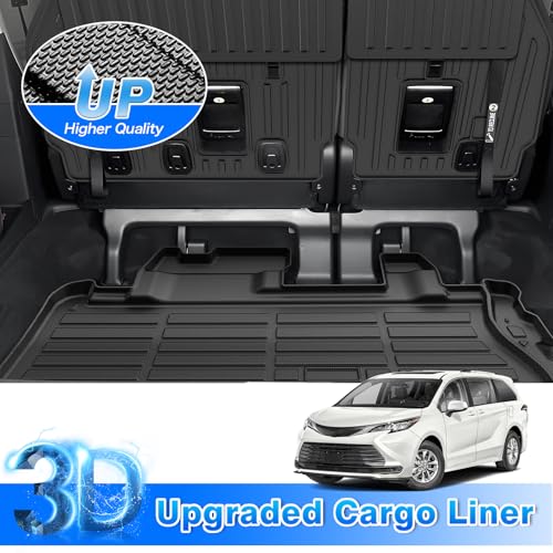 Sienna Cargo Liner - Trunk Mat for Toyota Sienna 2021-2026, All Weather Cargo Mat for Sienna Accessories, Heavy Duty Car Mats, Car Accessories - size: 2)Toyota Sienna 21-25