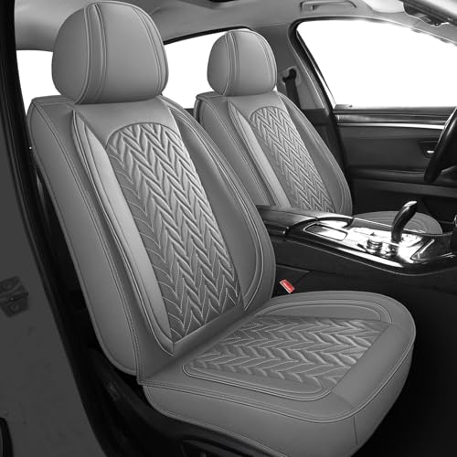 MIROZO 2PCS Seat Covers, Front Seat Covers for Car Waterproof Automotive Seat Cover Vehicle Seat Cover Car Seat Protector for Cars SUV Pick-up Truck Sedan (2PCS Front, Gray) - color: Gray, size: 2PCS Front