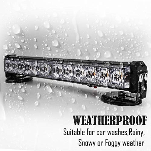 Amber Wireless Battery Traffic Advisor Emergency Lights Bar Beacon Led Strobe Warning Light Mini Roof Top Plow Hazard Flash with Magnetic Base Mount and 12 V Rechargeable Plug (Yellow, 12 LEDs)