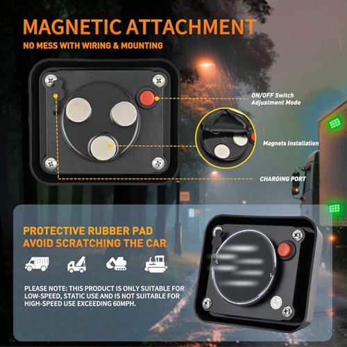 Nilight 12LED Magnetic Wireless Trailer Lights 2PCS Rechargeable Portable Hazard Beacon Warning Light Green Emergency Strobe Light for Trucks Trailers Vehicles Cars Bus Surface Mount - color: 12LED Green