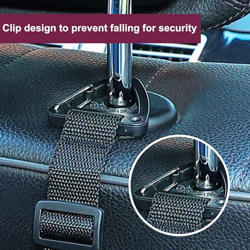 Adjustable 4-Pack Car Headrest Hooks - Universal Seat Back Organizer with Heavy-Duty Clip for Purses, Bags & Groceries Black - color: Black