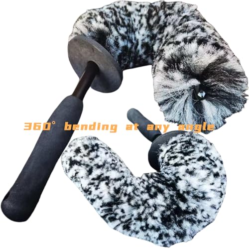 4PCS Wheel Brush Kit for Cleaning Wheel and Tire, Wheel and Rim Brush, Car Detailing Brushes, 360 Degree Bendable & Durable Car Wheel Rim Cleaner Brush Set (Grey) - color: Grey